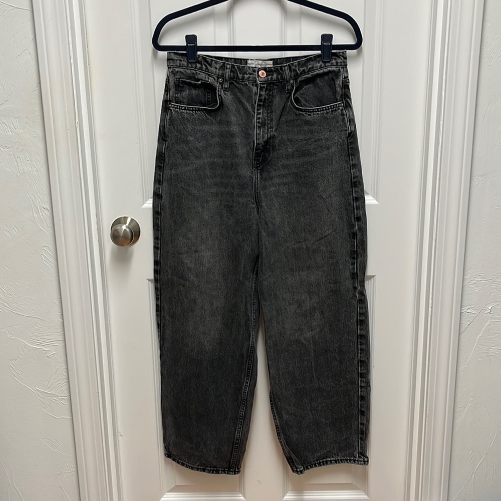 We The Free High Waisted Wide Leg Black Denim - 30